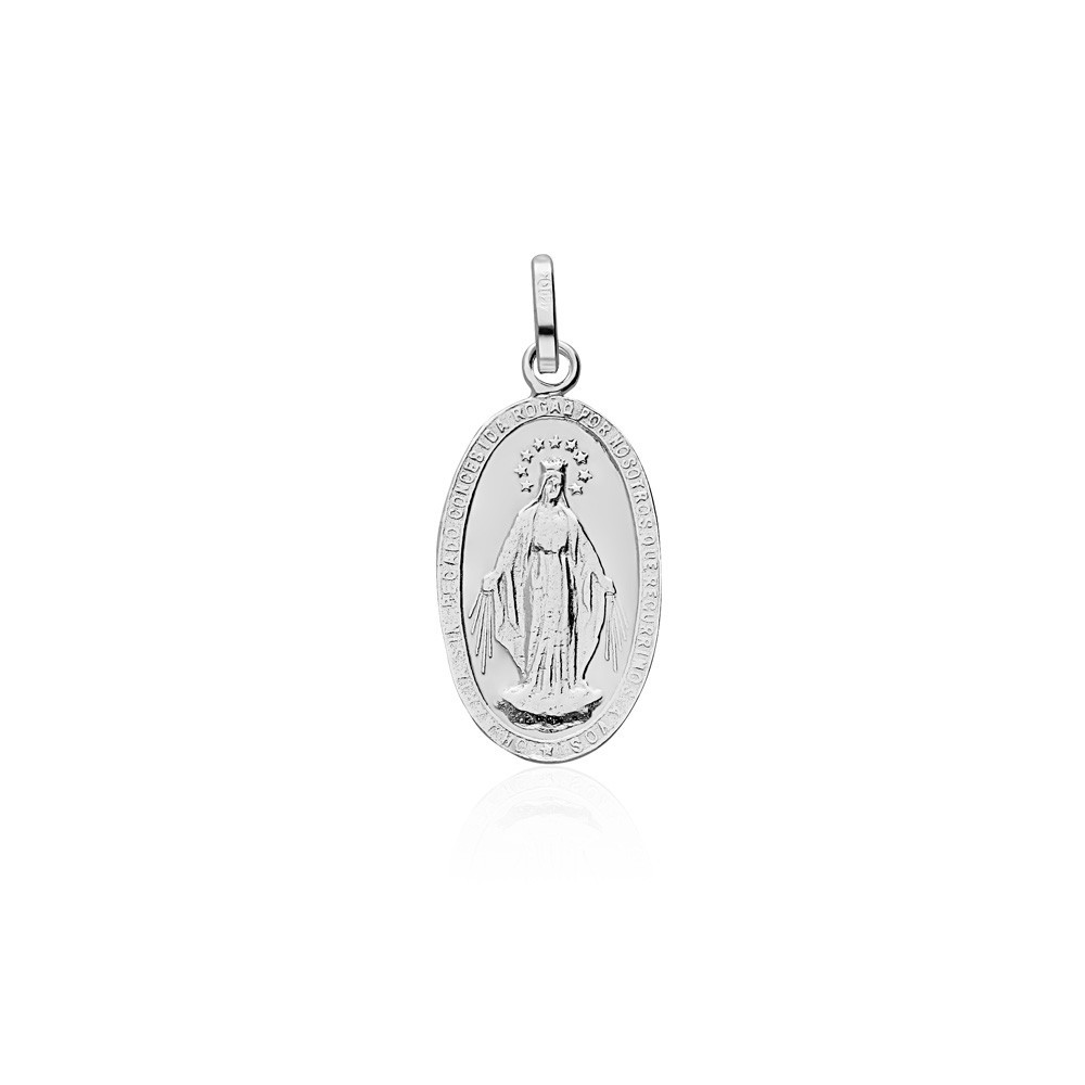 Medalla milagrosa de plata de ley 925 fina de la Santísima Virgen María  colgante (pequeño), Plata Esterlina